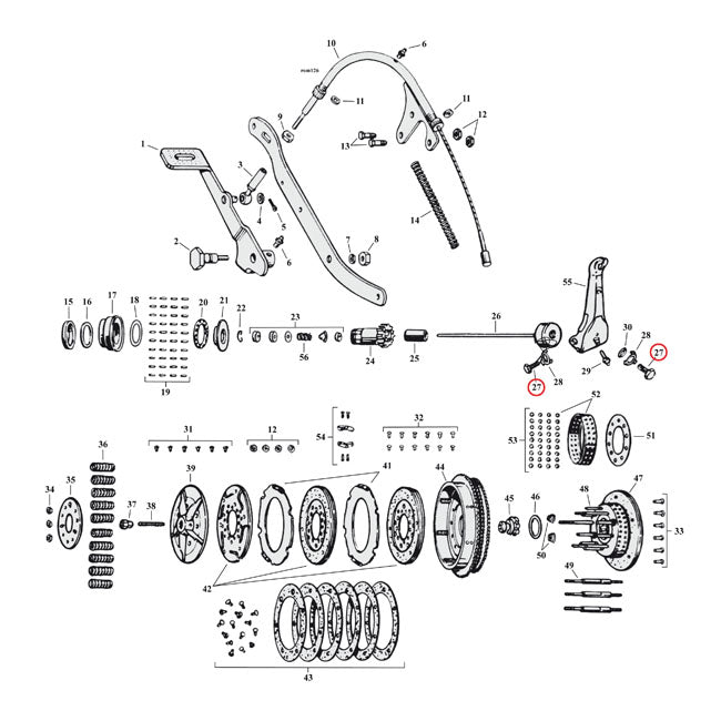 Screw, clutch release lever — 41-43 45" W models; 41-73 SERVI-CAR (NU)