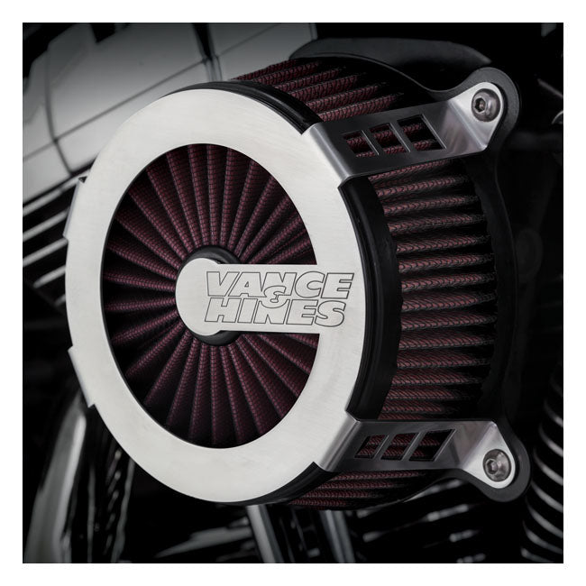 Vance & Hines, VO2 Cage fighter air cleaner kit. brushed sta — 00-15 Softail; 99-17 Dyna (Excl. 2017 FXDLS); 02-07 FLT/Touring