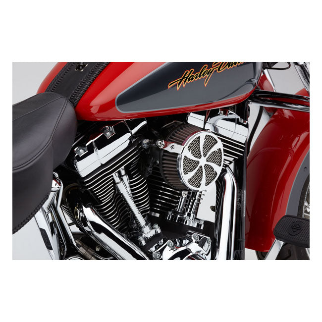 Cobra, naked air cleaner kit. Swept, chrome — 18-24 (NU) Softail; 17-25 FLT/Touring (excl. 24-25 FLHX 117; 2025 FLHXU; 24-25 FLTRX 117; 23-25 CVO Touring); 17-25 Trikes