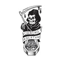 Down-n-Out Cheating Death reaper sticker