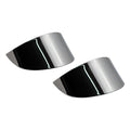 Smooth turn signal visor set. Chrome — Rear flat lens: 86-92 FXRT; 86-90 FLST; 88-17 FLSTC; 94-22 FLHR; 07-19 FLHRC; 86-09 FLHT; 86-13 FLHTC; 89-13 FLHTCU; 10-13 FLHTK (NU).  Front flat lens: 88-91 FLTC; 89-96 FLTCU; 99-03 FLTR (NU).