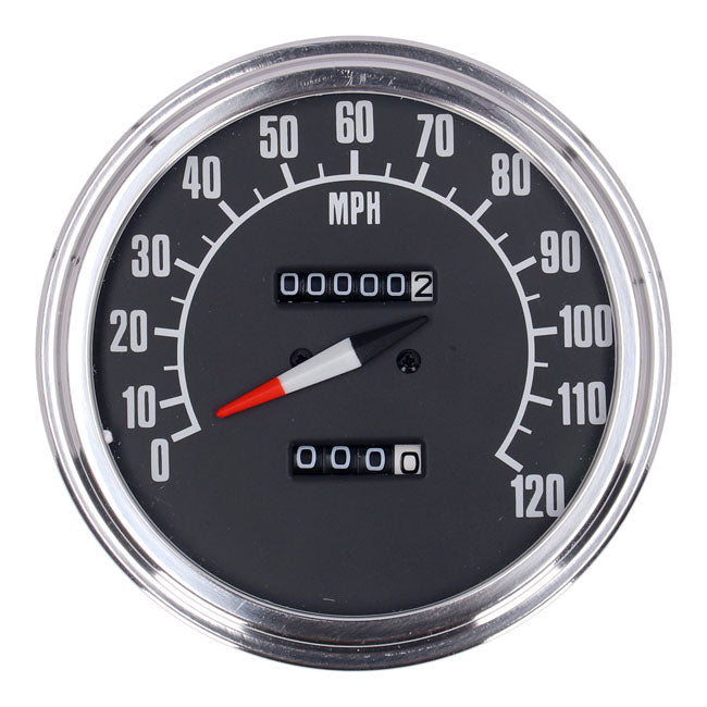 FL speedometer, ''74-84 face'', black. 2.21:1 mph