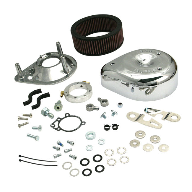 S&S, teardrop air cleaner assembly. Chrome — 91-06 XL Sportster with CV carburetor (NU)