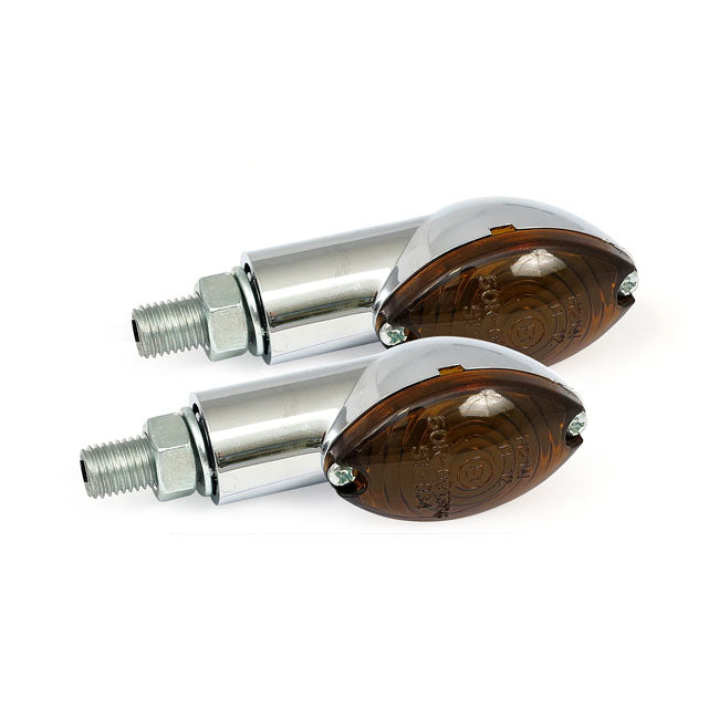 Cateye mini turn signals 20mm stem, chrome with dark lens