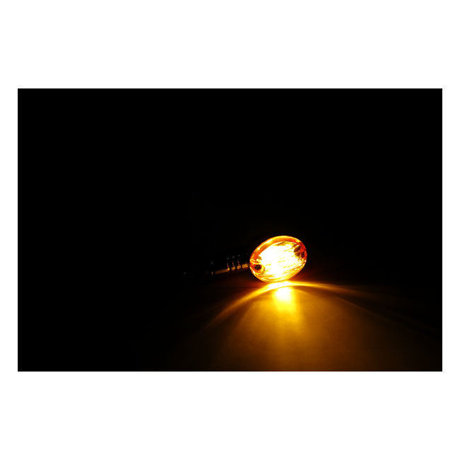 Micro-flash, halogen turn signal. Chrome. Amber lens
