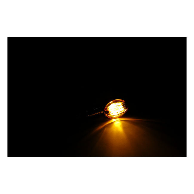 Micro-flash, halogen turn signal. Chrome. Dark amber lens