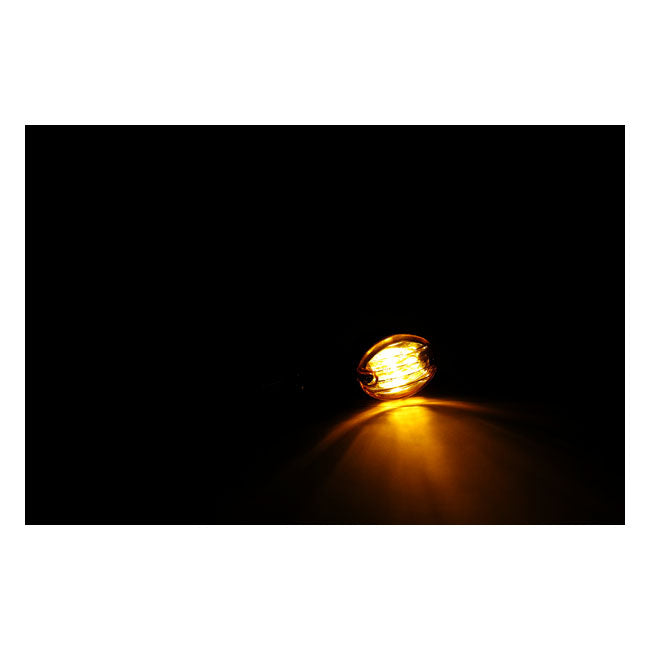 Micro-flash, halogen turn signal. Black. Dark amber lens