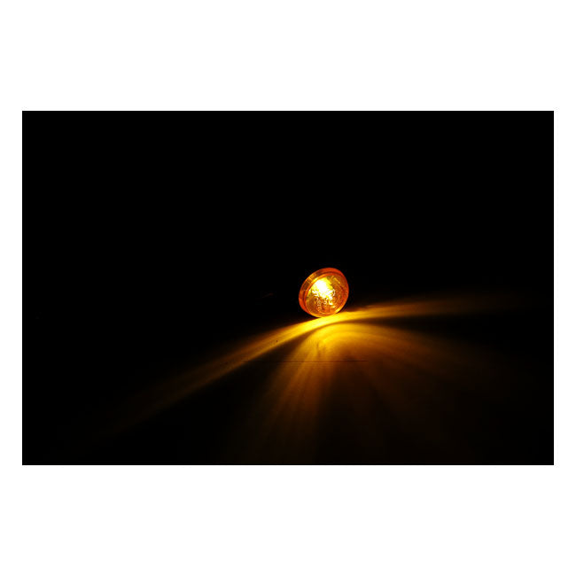 Micro bullet, 12v halogen turn signals. Black, grooved