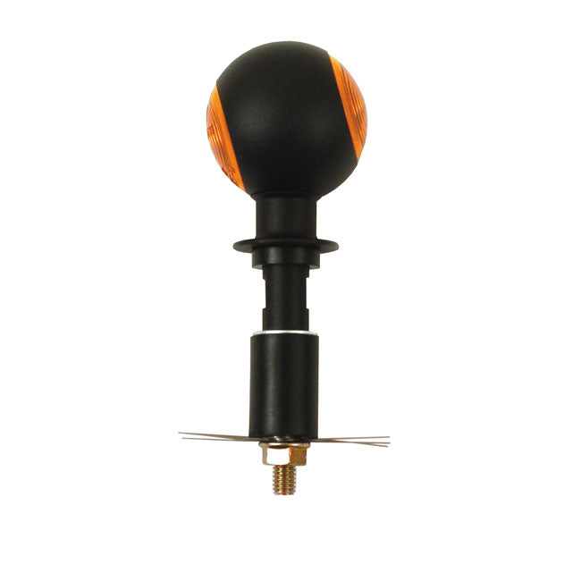 Mini bulls-eye, in-bar turn signals. Black