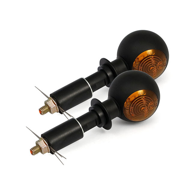 Mini bulls-eye, in-bar turn signals. Black