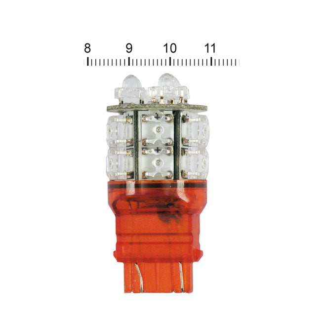 Superflux #194 LED miniature bulb. Red light, glass base