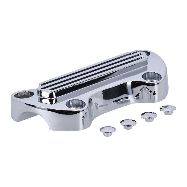 Handlebar top clamp, without skirt — Various 73-23 Big Twin; XL Sportster (Excl. FLT/Touring). With 1" diameter bars