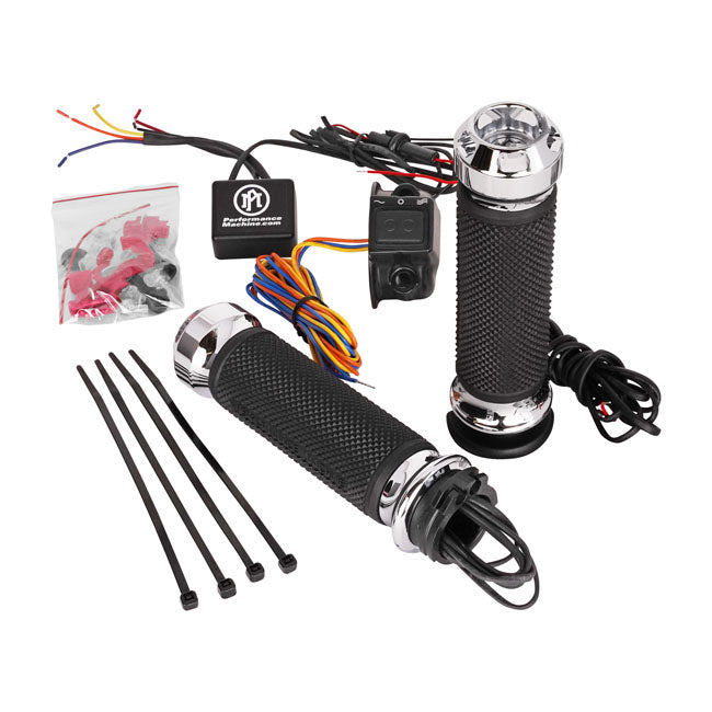 PM, Apex heated grips. Chrome — 96-22 H-D with dual throttle cables (Excl. Street) (NU)
