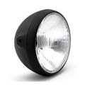 British style 7" H4 headlamp. side mount. Black