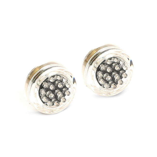 Micro disc, LED turn signals. Black. Clear lens
