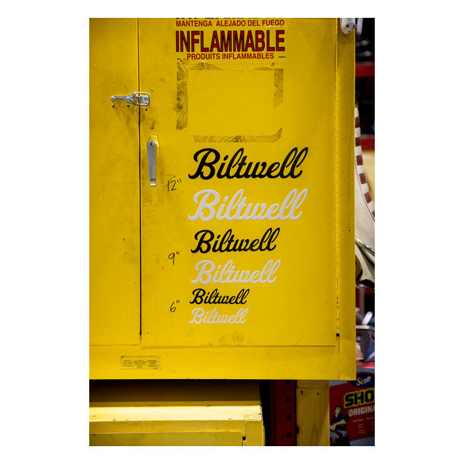 Biltwell Script sticker black 12"