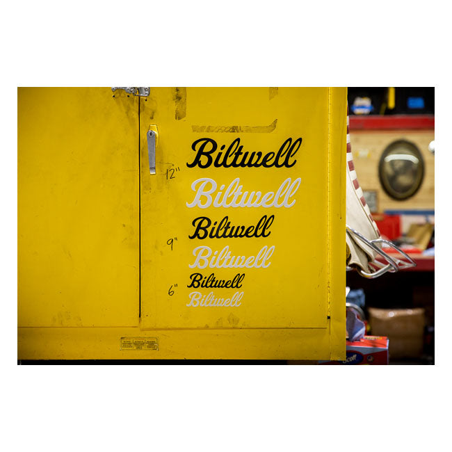 Biltwell Script sticker white 6"