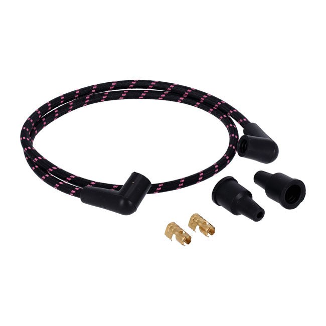 Universal 40" spark plug wire set. Cotton cloth pink/black