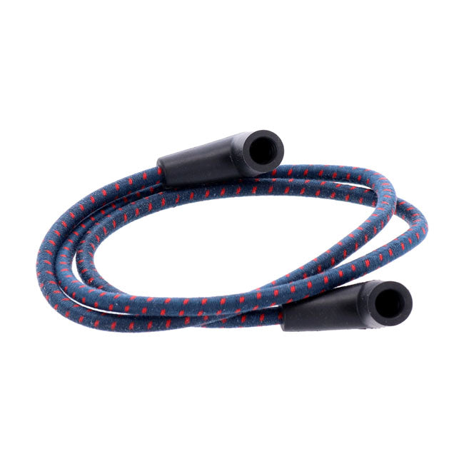 Universal 40" spark plug wire set. Cotton cloth blue/red