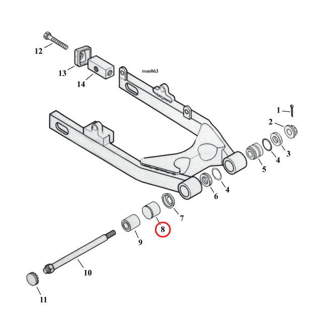 Bushing, swingarm — 91-17 Dyna (NU)