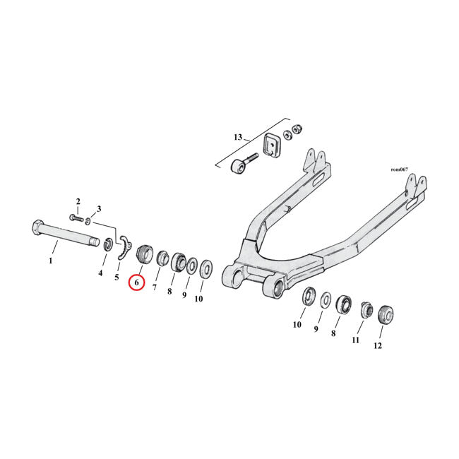 Lock nut swingarm bearing. right