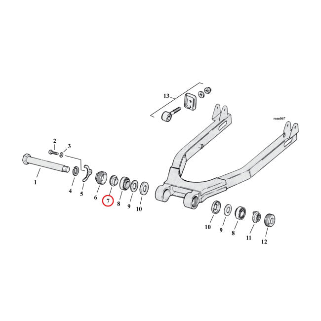 Spacer, swingarm bearing. Outer
