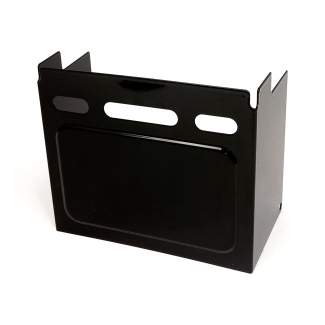 Battery side cover. Black — 92-96 Dyna; Fits 82-96 XL Sportster & 73-85 FXE in custom applications (NU)