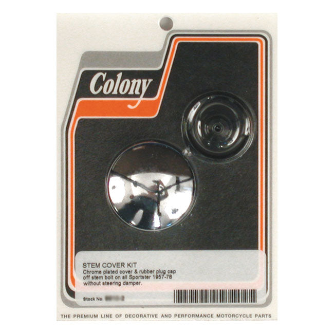 Colony, fork stem bolt kit. Chrome — 57-77 XL Sportster without steering damper (NU)