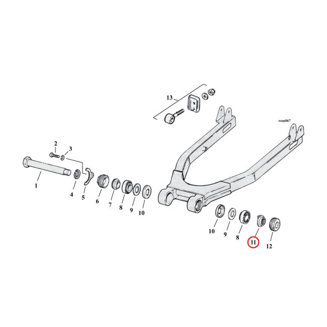 Nut, pivot shaft swingarm — 54-E74 K; XL Sportster (NU) 1 used
