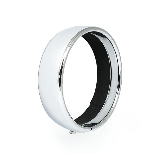 Recessed trim ring. 5-3/4" headlamp. Chrome — 94-15 FXLR; FXST/B; 08-17 FLSTSB; FXS; 16-17 FXSE; 94-99 FXSTC; 94-17 Dyna (Excl. FXDF and FLD with 7" headlamp); 04-21 XL883/L/N/R; 1200L/N/R/T/X/XS; 16-20 XL1200CX; 2005 VRSCB (NU)