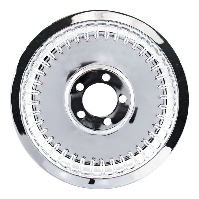 Pulley cover, smooth ribbed (70t). Chrome