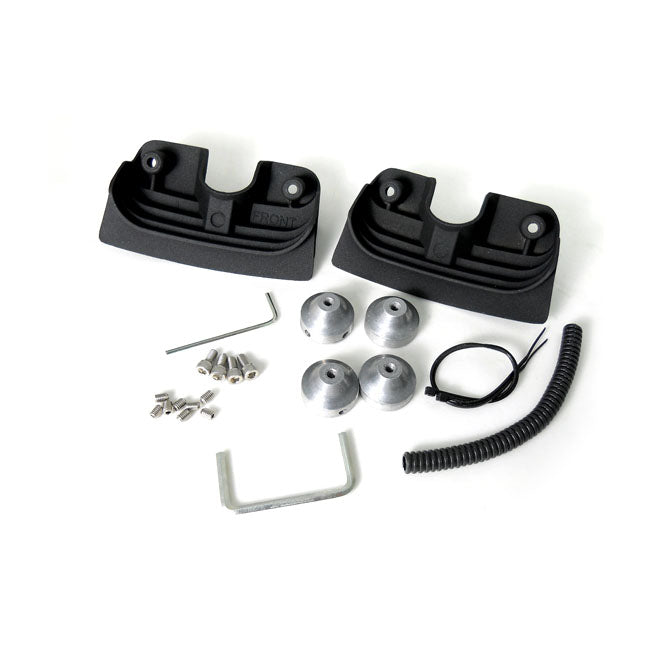 Head bolt bridge cover set. Finned, black — 99-17 fuel injected Twin Cam (excl. carburetor models) (NU)