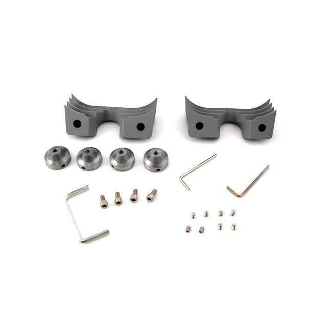 Head bolt bridge cover set. Finned, silver — 04-22 XL Sportster (NU)