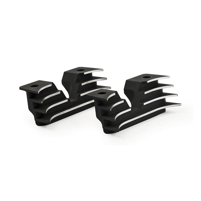 Head bolt bridge cover set. Finned, black — 04-22 XL Sportster (NU)
