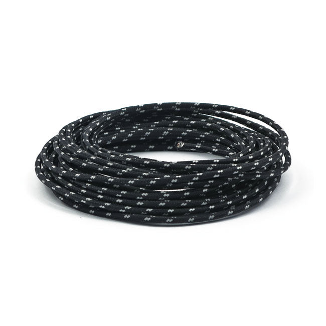 Classic cloth covered wiring, 25ft. roll. Black/white
