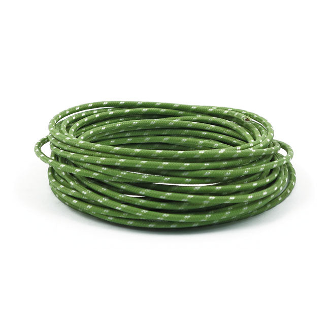 Classic cloth covered wiring, 25ft. roll. Green/white