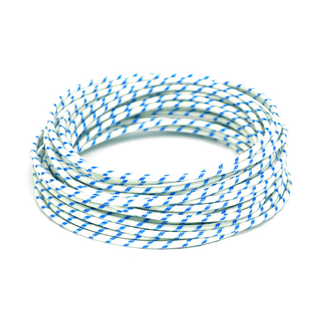 Classic cloth covered wiring, 25ft. roll. White/blue