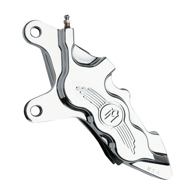 PM, 6-p 112x6b caliper. Bolt-on, 11.5" left front. Chrome — Left front: 00-14 Softail (excl. Springers); 00-17 Dyna; 00-07 FLT/Touring; 00-13 XL Sportster; 02-05 V-Rod (excl. VRSCR) (NU).