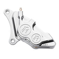 PM, 4-p 137x4b caliper. Bolt-on, 11.5" left front. Polished — 84-99 Big Twin; XL Sportster (Excl. Springers. all FXR; Dyna and XL Sportster with wire wheels) (NU)