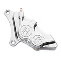 PM, 4-p 137x4b caliper. Bolt-on, 11.5" left front. Chrome — 84-99 Big Twin; XL Sportster (Excl. Springers. all FXR; Dyna and XL Sportster with wire wheels) (NU)
