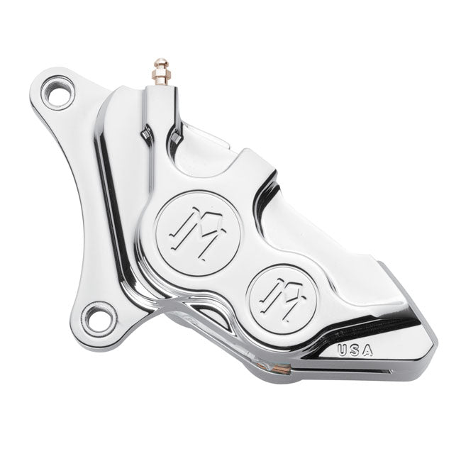 PM, 4-p 137x4b caliper. Bolt-on, 11.5" left front. Chrome — 84-99 Big Twin; XL Sportster (Excl. Springers. all FXR; Dyna and XL Sportster with wire wheels) (NU)