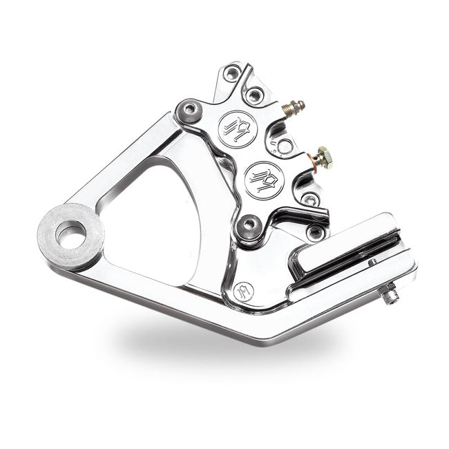 PM, 4-piston one-piece caliper/bracket, rear. Chrome — 87-99 Softail with stock tire (NU)