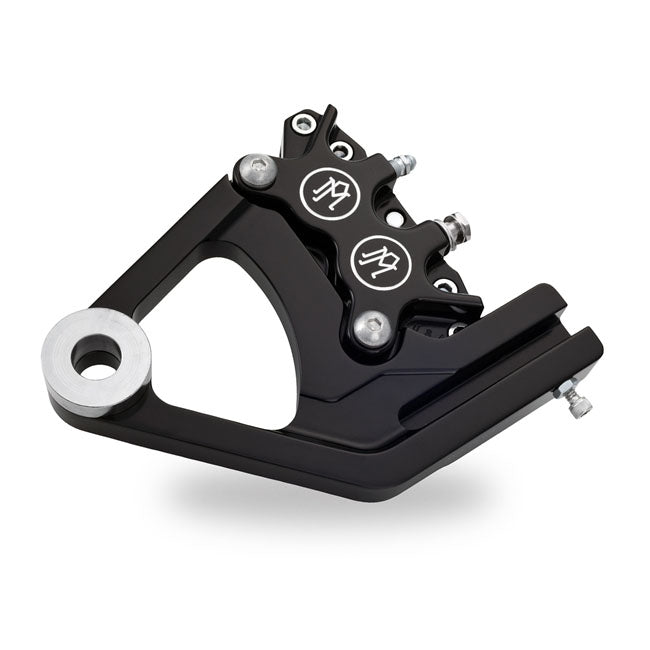 PM, 4-piston one-piece caliper/bracket, rear. Black CC — 87-99 Softail with stock tire (NU)