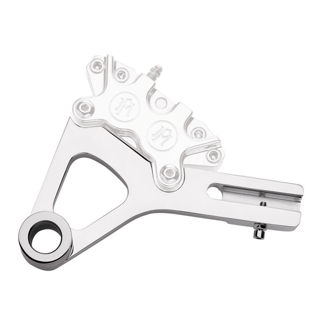 PM, Rear 4-p caliper bracket, 11.5". Chrome — 08-17 Dyna (NU)