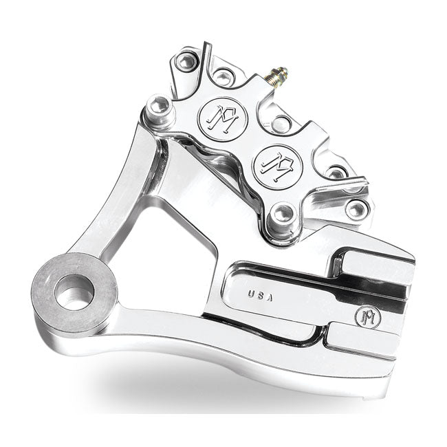 PM, Rear 4-p caliper bracket, 11.5". Chrome — 91-99 Dyna (NU)