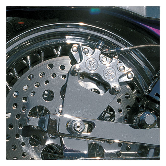 PM, Rear 4-p caliper bracket, 10". Chrome