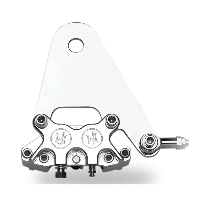 PM, Rear 4-p caliper bracket, 11.5". Polished — Universal with 11.5" rotor and 3/4" axle