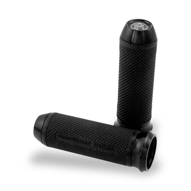 Performance Machine, Elite handlebar grip set. Black — 74-22 H-D with single or dual throttle cables (Excl. Street) (NU)