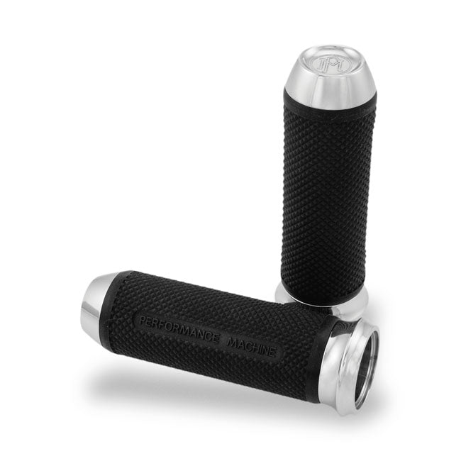 Performance Machine, Elite handlebar grip set. Chrome — 74-22 H-D with single or dual throttle cables (Excl. Street) (NU)