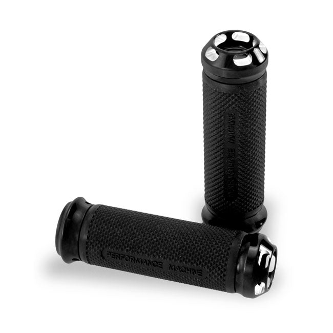 Performance Machine, Apex handlebar grips. Black — 74-22 H-D with single or dual throttle cables (Excl. Street) (NU)